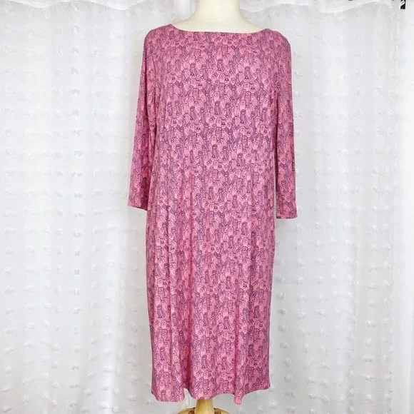 NWOT The Savile Row pink owl print shift dress 6 - Picture 2 of 11
